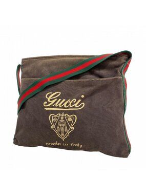 Gucci Shoulder Bag Sherry Line Cles Strap Canvas Gray Silver